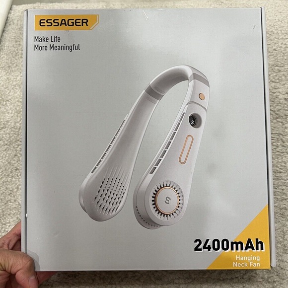 White Hanging Neck Fan Foldable Handfree Lazy Fan Cooling Air Cooler, New - Picture 9 of 10